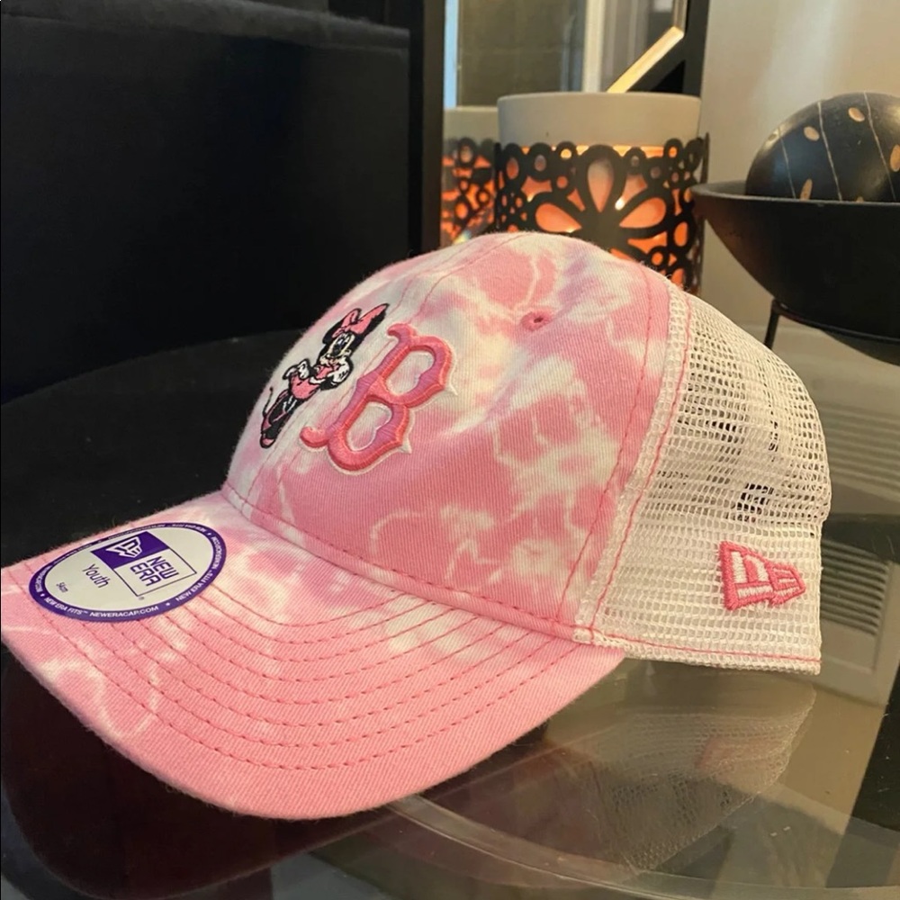 Disney Minnie Mouse Boston “B” New Era Youth Hat | Pink Tie-Dye Snapback Cap 54 - Picture 3 of 5